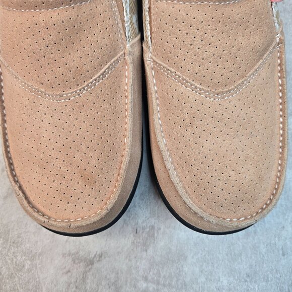 Spenco Clogs Womens Sz 7 Wide Fit Tan Suede Minimalist Comfort Slip On Mule Shoe - Picture 9 of 10